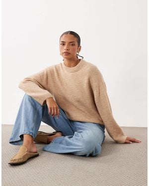 Gina Tricot Pullover aus strick mit rundhalsausschnitt aus wolle und alpaka - Blau