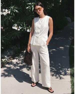 Vero Moda Linen Blend Tailored Waistcoat - White