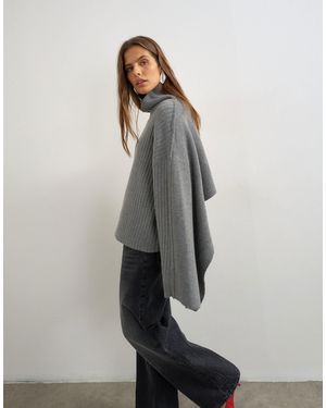 TOPSHOP Pull en maille côtelée oversize avec détail cape couleur anthracite - Gris