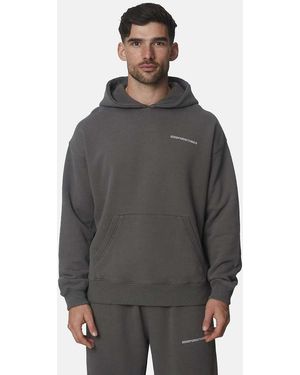 Good For Nothing Oversized Cotton Fleece Pullover Hoodie - Grey