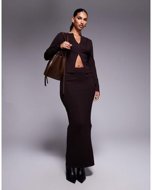 Kaiia Knitted Maxi Column Skirt Co-ord - Brown