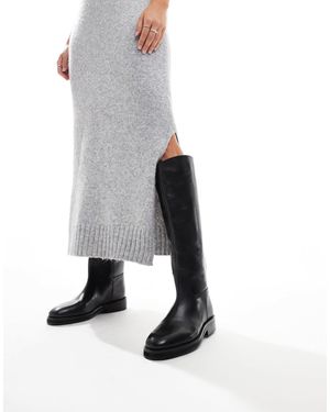ASOS Cheltenham Dressy Leather Riding Knee Boots - Grey