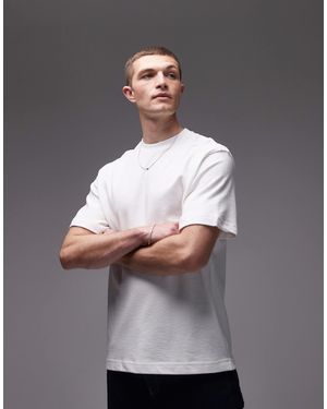 Mango – strukturiertes regular fit t-shirt - Grau