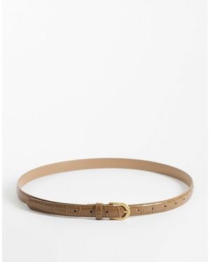 Threadbare Ceinture en similicuir effet croco avec boucle dorée - fauve - Neutre