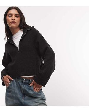 Monki Jersey Con Media Cremallera - Negro