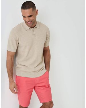 Threadbare Moss Stitch Knitted Polo - Red
