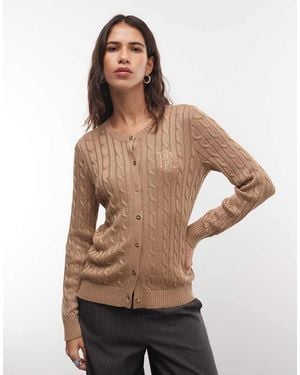 Ralph Lauren Cárdigan De Punto De Ochos De Algodón Con Logo En Camel Tostado-Marrón - Neutro