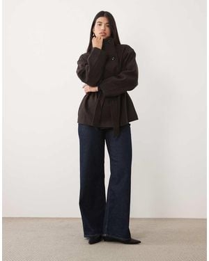 Gina Tricot Short High Funnel Neck Jacket With Wool - Multicolour