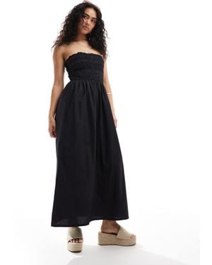 Pimkie – trägerloses, gesmoktes maxikleid - Schwarz