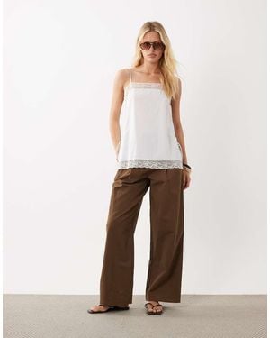 ARKET Lace Trim Cami Top With Side Tie Detail - Natural