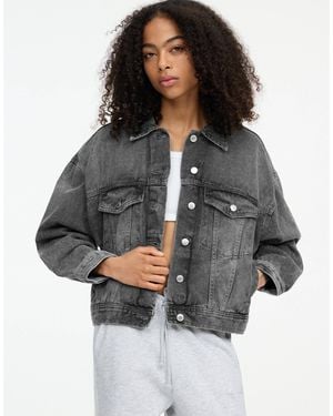 Pull&Bear Boxy Oversized Denim Jacket - Gray