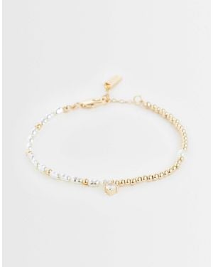 ASOS Faux Pearl And Beaded Bracelet - White