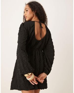 Gina Tricot – strukturiertes minikleid - Schwarz