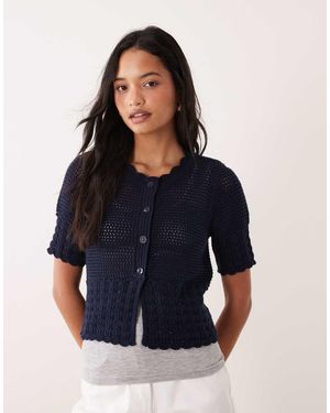 Jdy Opengebreid Vest Met Korte Mouwen - Blauw