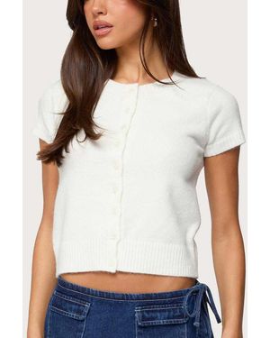 Edikted Coreen Button Up Knit Cardigan - White