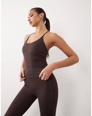 Gina Tricot Mix And Match Strappy Back Yoga Top - Gray