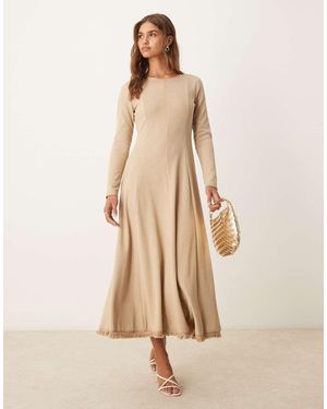 Ghospell Kimberley Knit Midi Dress - Natural