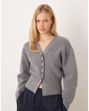 Mango – geformte strickjacke - Grau