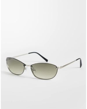 Weekday Gafas De Sol Plateadas Con Montura Al Aire Y Lentes Verdes Ovaladas-Plateado - Neutro