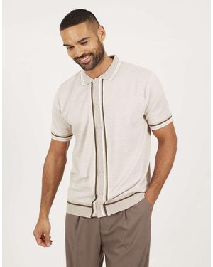 Brave Soul Knitted Short Sleeve Shirt - Natural
