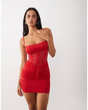 Oh Polly Evadne Lace Cupped Mini Dress - Red