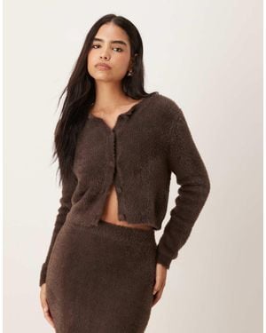 Vila Super Soft Fluffy Cardigan Co-ord - Brown