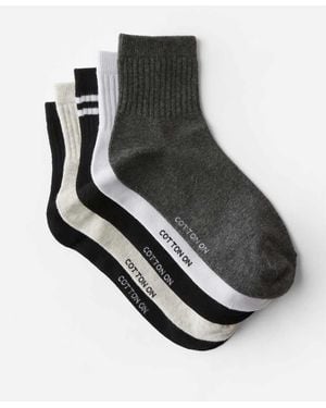 Cotton On Cotton On 5Pk Quarter Crew Sock - Black