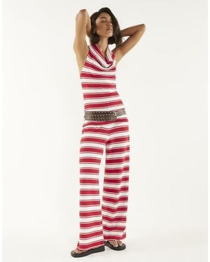River Island Stripe Wide Leg Trousers - White