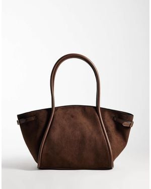 ASOS Faux Suede Belted Tote Bag - Brown