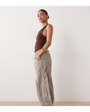 ASOS Asos Design Petite Horseshoe Trousers With Tab Waist Detail - White