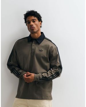 adidas Originals Long Sleeve Rugby Polo Shirt - Gray