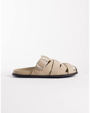 ASOS Cross Over Strap Sandals With Buckle - White