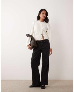 Miss Selfridge Cárdigan Con Cuello Redondo Y Detalle De Bolsillo-Negro - Blanco
