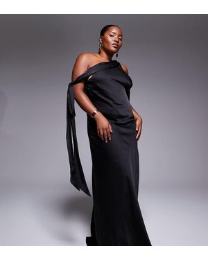 Tfnc Plus Fallen Shoulder Maxi Dress With Tie Details - Blue