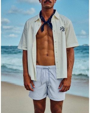 Bershka Embroidered Boxy Short Sleeve Shirt - Blue