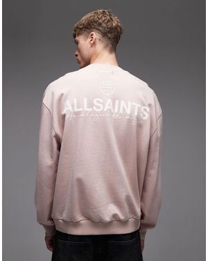 AllSaints Emblem Crewneck Logo Sweatshirt With Back Print - Grey