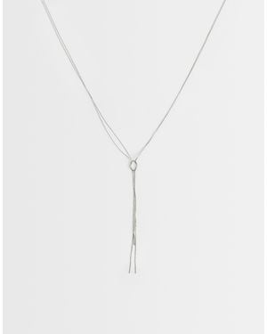 ASOS Lariat Necklace With Fine Snake Knot Design - White