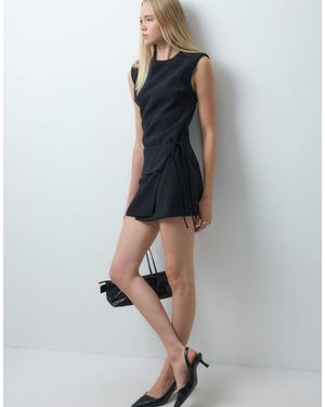 Mango Sleeveless Tie Side Mini Dress - Blue