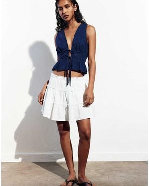 Pull&Bear Skort Met Vlakken - Wit