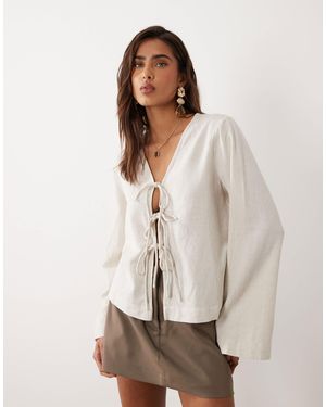 Vila Gilet noué devant aspect lin - naturel chiné ultra clair - Neutre