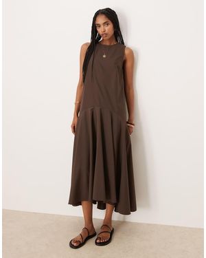 ASOS Sleeveless Drop Waist Maxi Dress - Natural