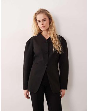 Miss Selfridge Collarless Cinch Blazer - Black
