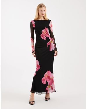Vero Moda Long Sleeve Mesh Maxi Dress - Red