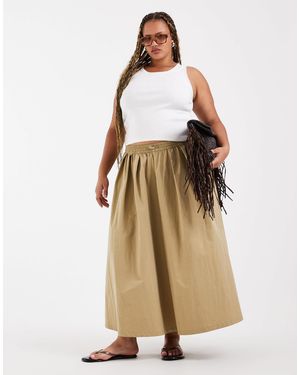 ASOS Asos design curve midirock mit volumen, kordelzug - Natur