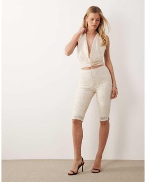 ASOS Textured Capri Trousers - Natural