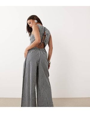 Nobody's Child Petite Ruth Cotton Shirred Bodice Open Back Jumpsuit - White