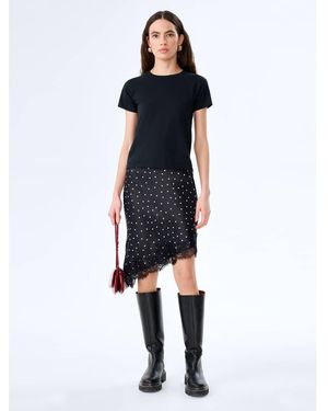 OMNES Skirts Amada Asymmetric Lace And Satin Skirt - Blue