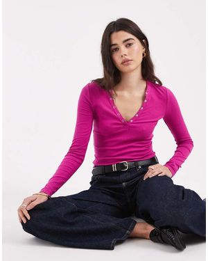 Cotton On Henley Long Sleeve Top - Pink