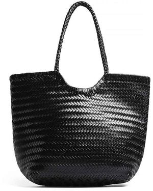 NA-KD Woven Leather Tote Bag - Black