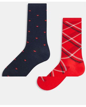 GANT Verpakking Van 2 Paar Sokken Met Hartjes En Ruitjes - Rood